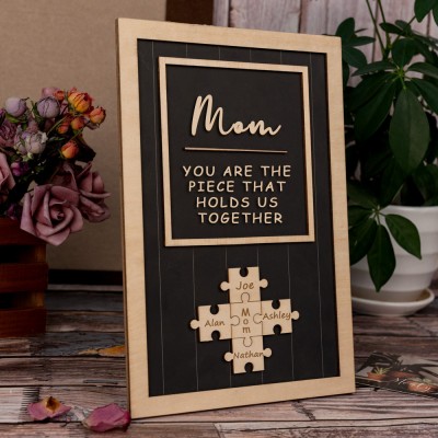 Personalized Mom Puzzle Sign Unique Wood Sign For Mother's Day Gift