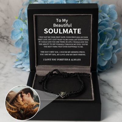 Personalized Rope Memorial Photo Projection Bracelet With Picture Inside Valentine's Day Gifts For Couple