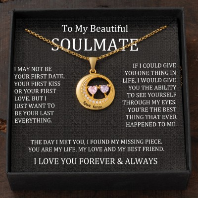 Custom Couple Names Necklace With Birthstones Valentine's Day Gifts