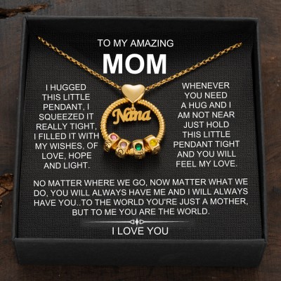 Custom Circle Pendant Necklace with Name Beads For Mother's Day Gift Ideas