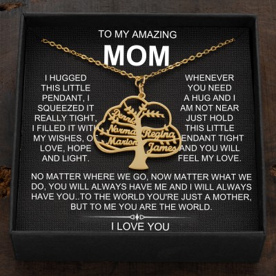 Custom Family Tree Name Engraved Necklaces For Mother's Day Gifts