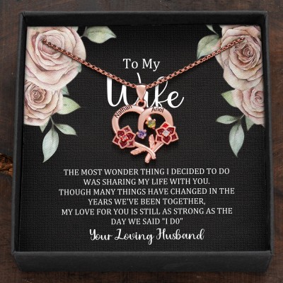 Custom Couple Names Heart Necklace With Birthstones Valentine's Day Gifts