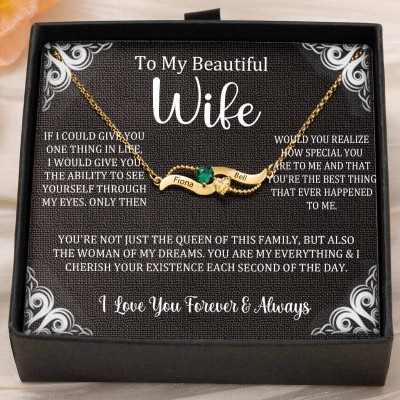 Custom Couple Names Heart Necklace With Birthstones Valentine's Day Gifts