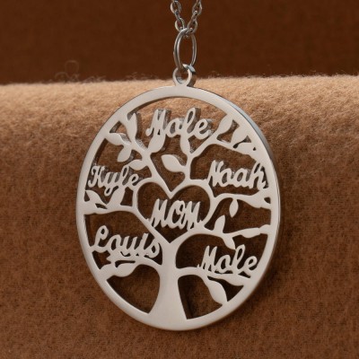 Custom Family Tree Necklaces With Kids Names For Mother's Day Gift Ideas