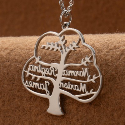 Personalized Family Tree Necklace with Names For Mother's Day Gift