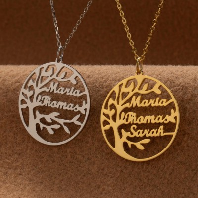 Custom Family Tree Necklace with Kids Names For Mother's Day