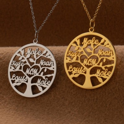 Personalized Family Tree Necklace with Names Mother's Day Gift