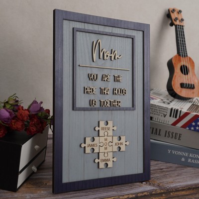 Personalized Mom Puzzle Sign Unique Wood Sign For Mother's Day Gift