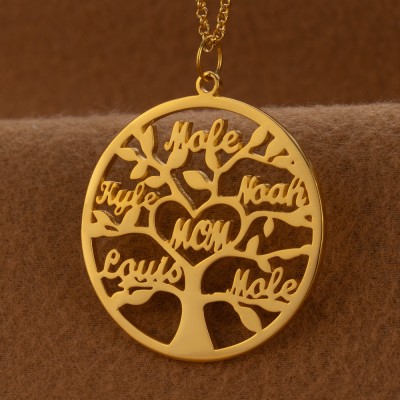 Custom Family Tree Necklaces With Kids Names For Mother's Day Gift Ideas