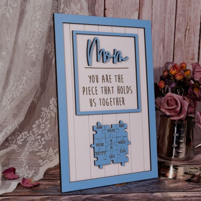 Personalized Mom Puzzle Sign Unique Wood Sign For Mother's Day Gift