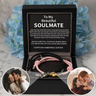 Personalized Rope Memorial Photo Projection Bracelet With Picture Inside Valentine's Day Gifts For Couple