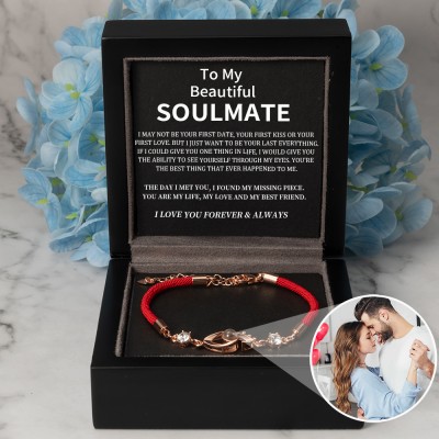 Personalized Rope Memorial Photo Projection Bracelet With Picture Inside Valentine's Day Gifts For Couple