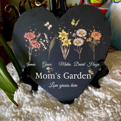 Custom Mom's Garden Birth Flower Plaque For Mom Grandma Christmas Gift