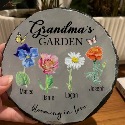 Personalized Grandma's Garden Birth Flower Plaque For Mom Grandma Christmas Gift Ideas