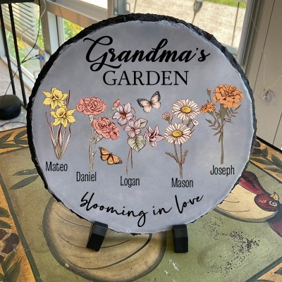 Custom Grandma's Garden Birth Flower Plaque For Mom Grandma Christmas Gift Ideas