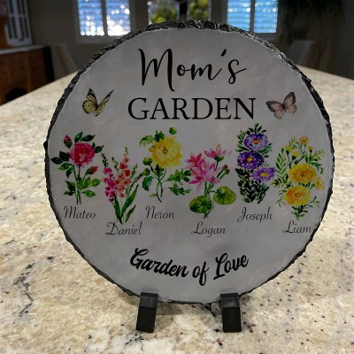 Custom Mom's Garden Birth Month Flower Plaque For Mother's Day Gift Ideas