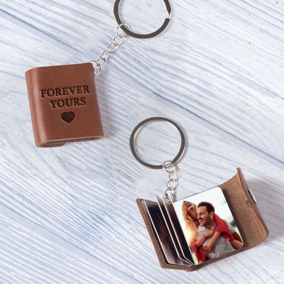 Personalized Leather Handmade Keychain with Photos For Valentine's Day