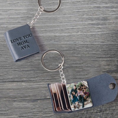 Personalized Leather Keychain with Custom Photos For Mom