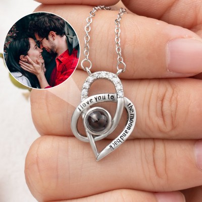 Personalized Knot Heart Memorial Photo Projection Necklace For Soulmate