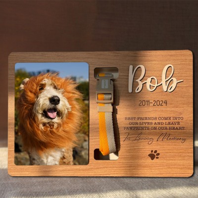 Personalized Dog Collar Holder Memorial Pet Loss Photo Sign Sympathy Gift