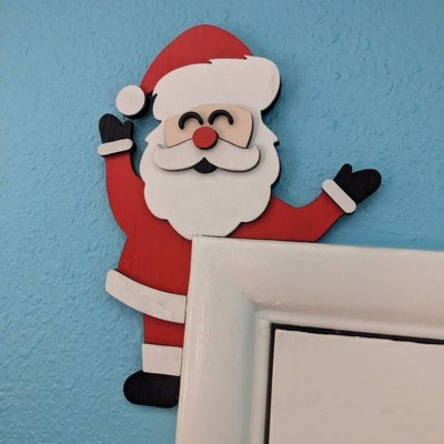 Christmas Santa Door Corner Wood Sign Holiday Decoration