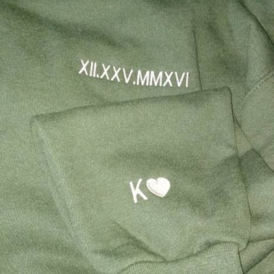 Custom Embroidered Roman Numeral Sweatshirt Anniversary Valentine's Day Gift For Couple