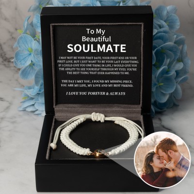 Personalized Rope Memorial Photo Projection Bracelet With Picture Inside Valentine's Day Gifts For Couple