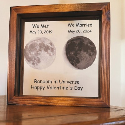 Custom Couple Moon Phase Wood Sign For Valentine's Day Gift Random in Universe