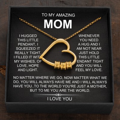 Custom Heart Mom Necklace with Kids Names For Mother's Day Gift Ideas