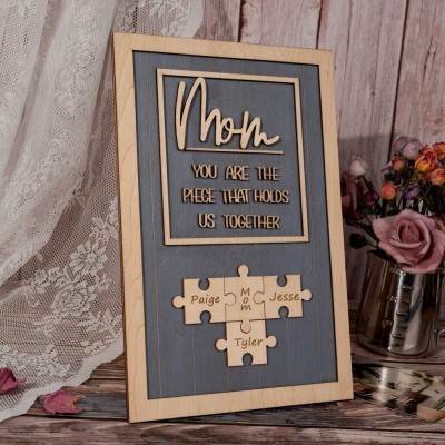 Personalized Mom Puzzle Sign Unique Wood Sign For Mother's Day Gift